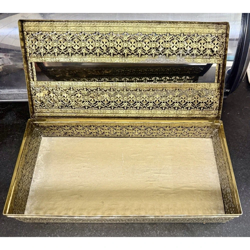Vintage ORMOLU Gold Plated ROSES Tissue Holder